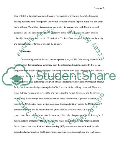 The Social and Cultural Issues of Having Women in the Military