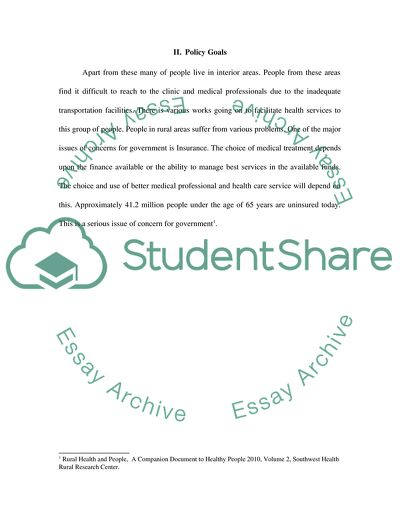 US Policy on Providing High Quality Care to Remote Rural Locations