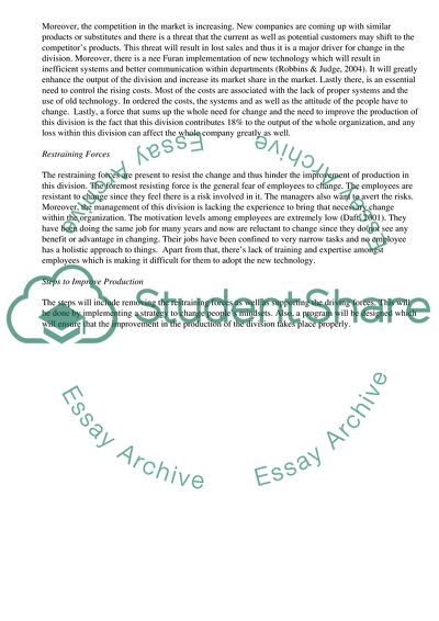 Change Management in Collins Organization