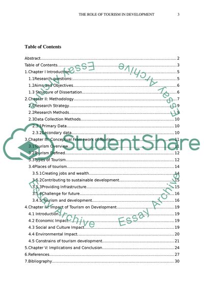 The Role of Tourism in Development