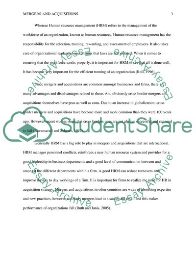 Cross Border Mergers and Acquisitions and Human Resource Management Challenges and Opportunities