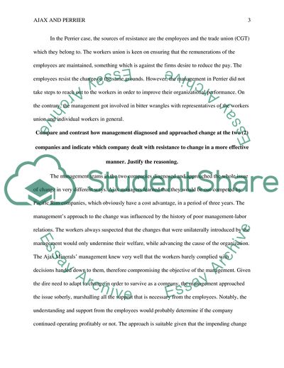 Ajax Minerals and Perrier - Sources of Resistance to Change and Ways of Management Change