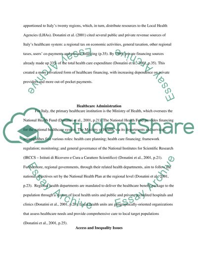 Healthcare Financing in Italy