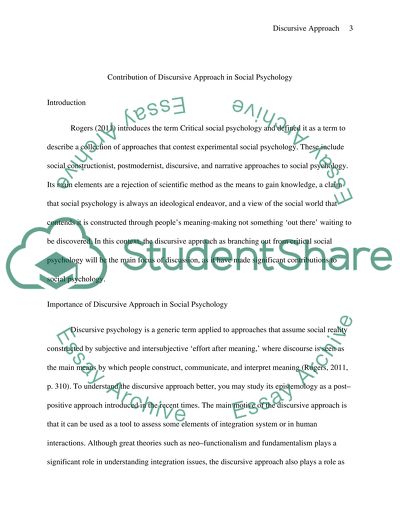 Contribution of discursive approach in social psychology