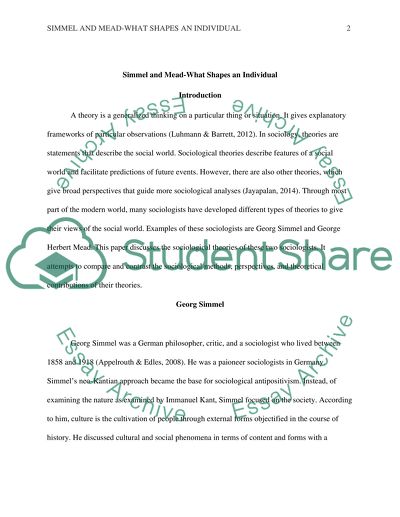 Simmel and Mead-What Shapes an Individual