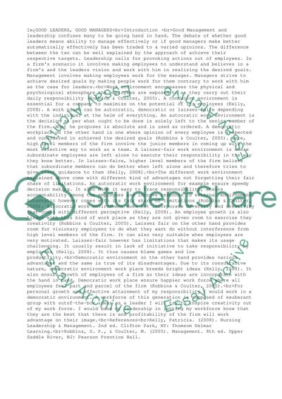 Good Leaders, Good Managers