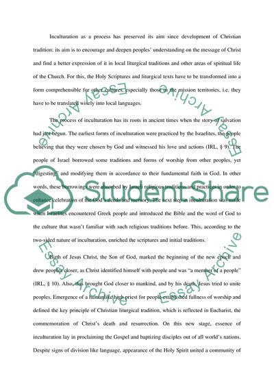 Inculturation of Liturgical Traditions