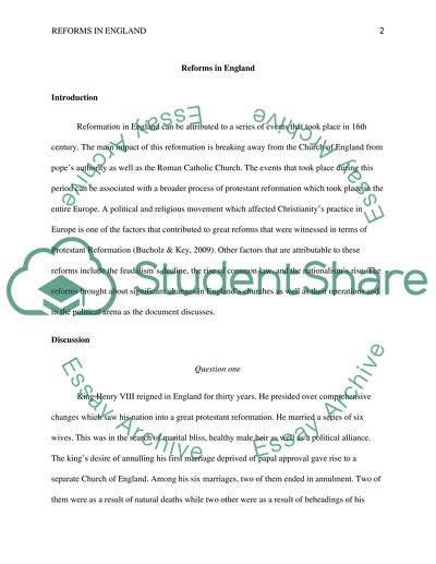 The Main Impact of Reformation in England