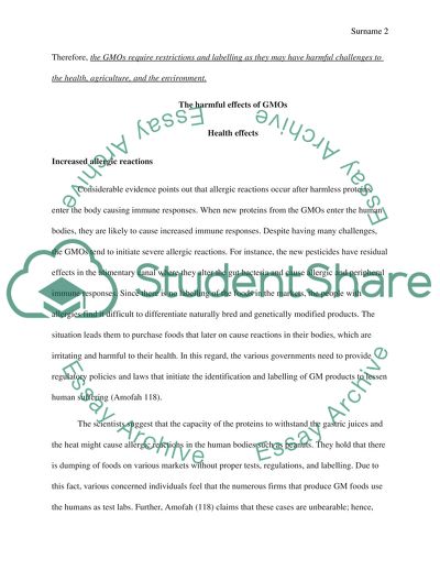 GMOs Require Restrictions And Better Labelling Or Identification