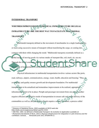 Whether Improvements in Physical or Legal Infrastructure Are Way to Facilitate Multimodal Transport