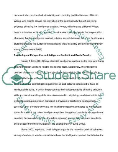 The Role of Intelligence Quotient in a Murder Case