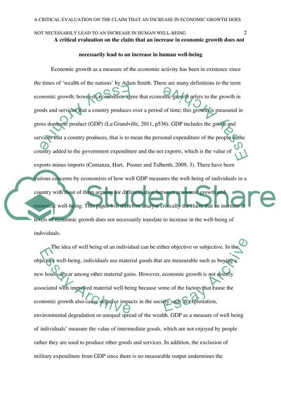 Increase in Economic Growth does not Necessarily Lead to an Increase in Human Well-Being