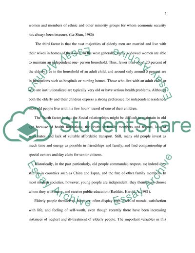 The Social and Behavioral Aspects of Aging