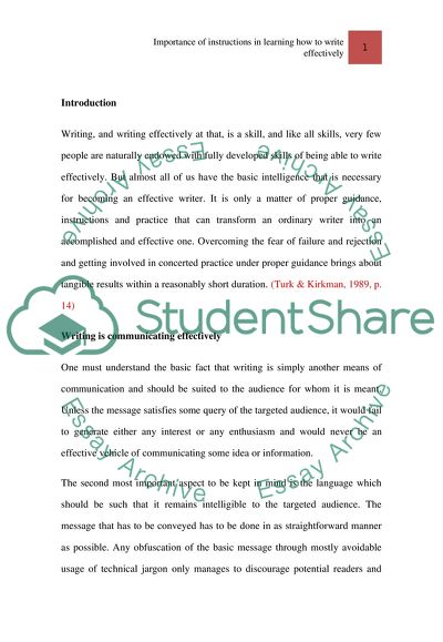 Importance of Instructions in Learning How to Write Effectively