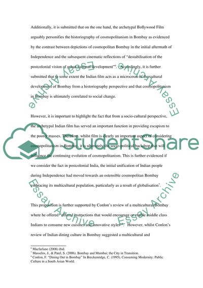 Discuss the historiography of conmopolitanism in Bombay