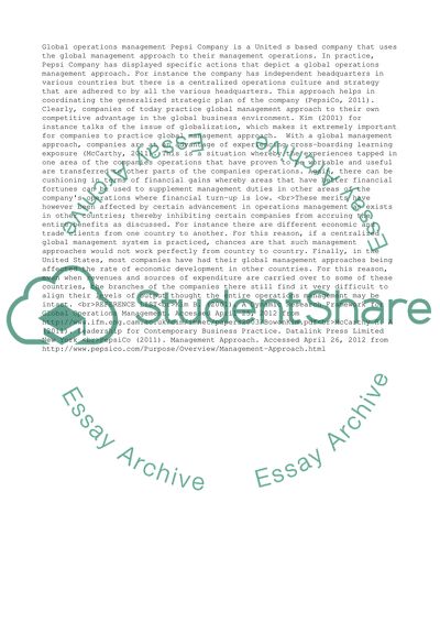 Globl operations mngement