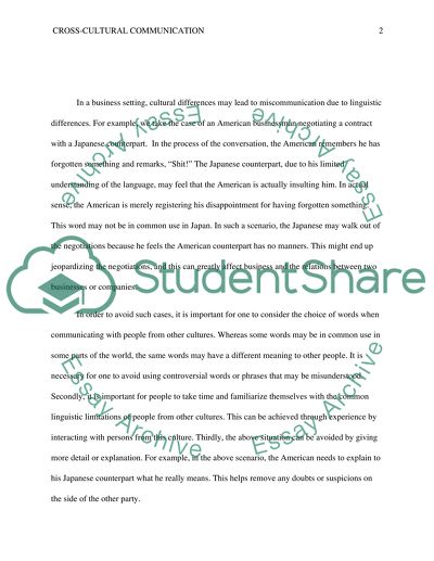 The Cross-Cultural Communication