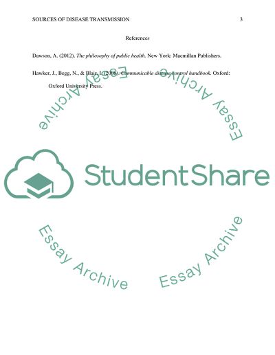Sources of disease transmission