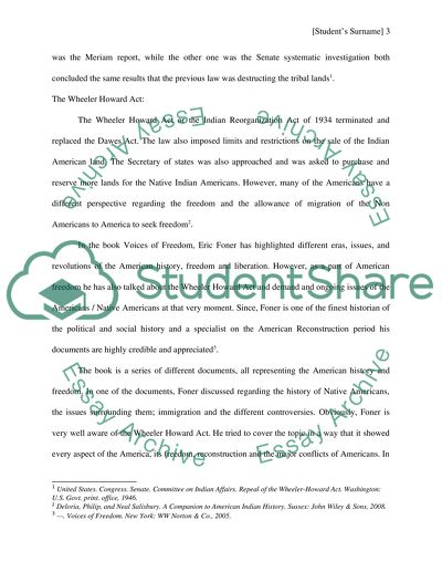 Wheeler Howard Act. Voices of Freedom by Eric Foner