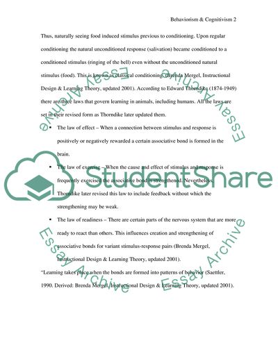 A Comparative Study: Behaviorism and Cognitivism