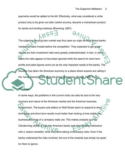 The subprime meltdown