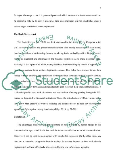 Invention of the Email and Bank Secrecy Act