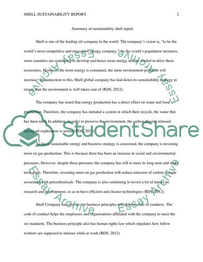 Sustainability Shell Report