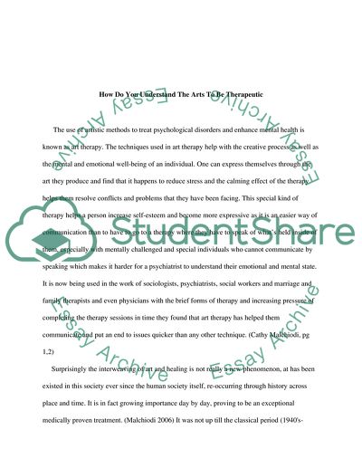 Characteristics of the Therapeutic Arts