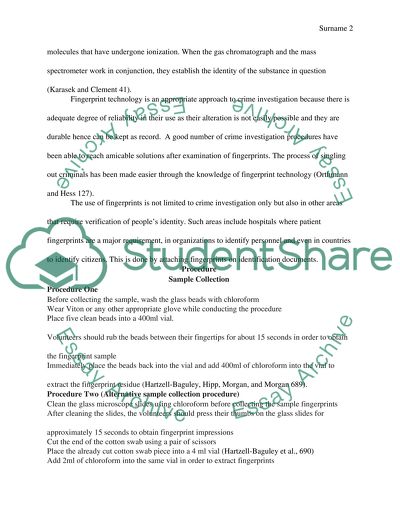 Chemical composition of latent fingerprints using GC/MS