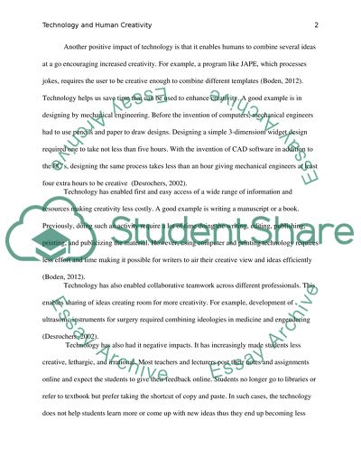 Impacts of Technology on Human Creativity