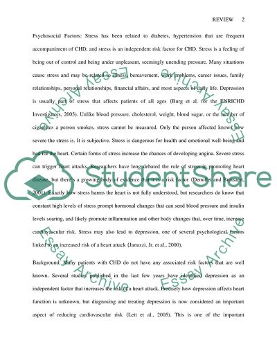 Psychosocial Impact of Coronary Heart Disease