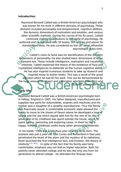 Raymond B Cattell: Life and Works