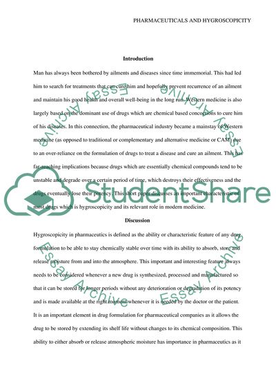 Pharmaceuticals and Hygroscopicity