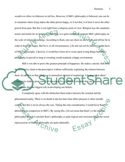 Comparison of Kants and Mills Philosophy