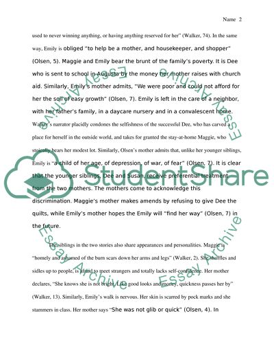 Sibling Relationships in Everyday Use and I Stand Here Ironing