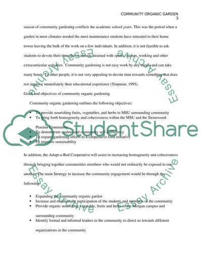 Purposes of Community Organic Gardening