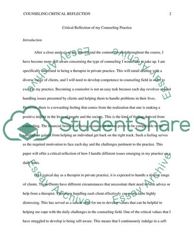Critical Reflection on my Counseling Practice
