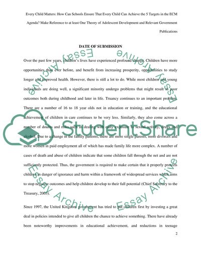 Every Child Matters: Schools Achieving the Targets in the ECM Agenda