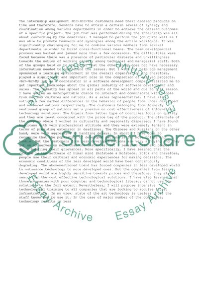 The internship assignment