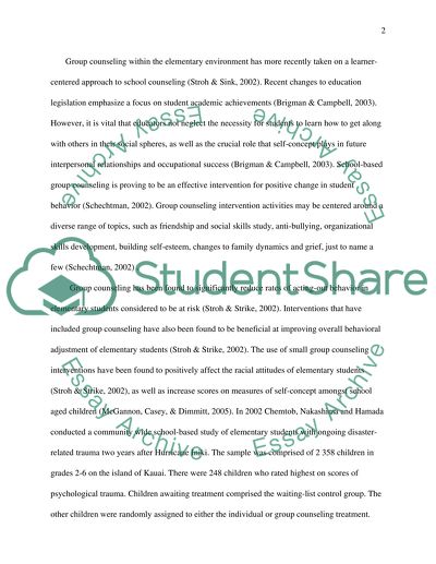 Group Counseling in Elementary Schools