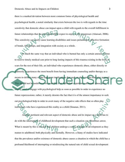 Domestic Abuse and its Impacts on Children