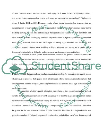 The Benefits, and Challenges of Special Needs Students Accessing the General Curriculum