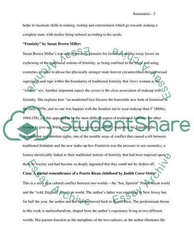 Different Summaries of Essays