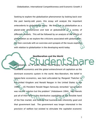 Worldwide Neoliberalism as The Main Effect of Globalization