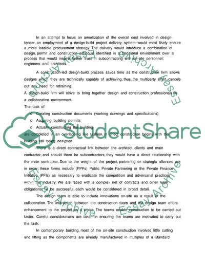 Design and Build Procurement Strategy