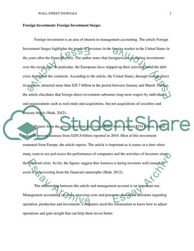 Wall Street Journal Foreign Investment