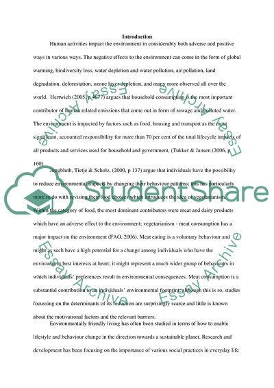 Vegetarianism in Sustainability of Our Planet