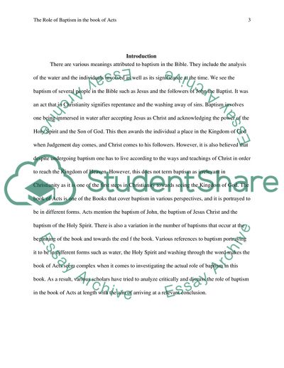 The Role of Baptism in the Book of Acts