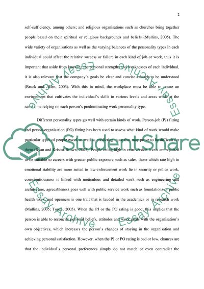 Individual Personality Types and Organisational Behaviour