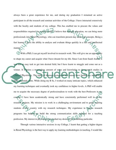 Personal statement for ph.D positin